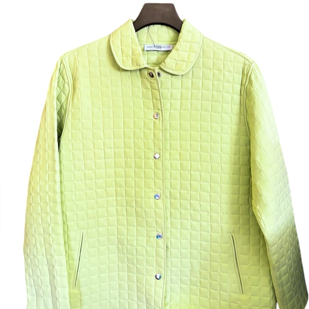 Vintage Marisa Christina Lime Green Quilted Jacket Size M